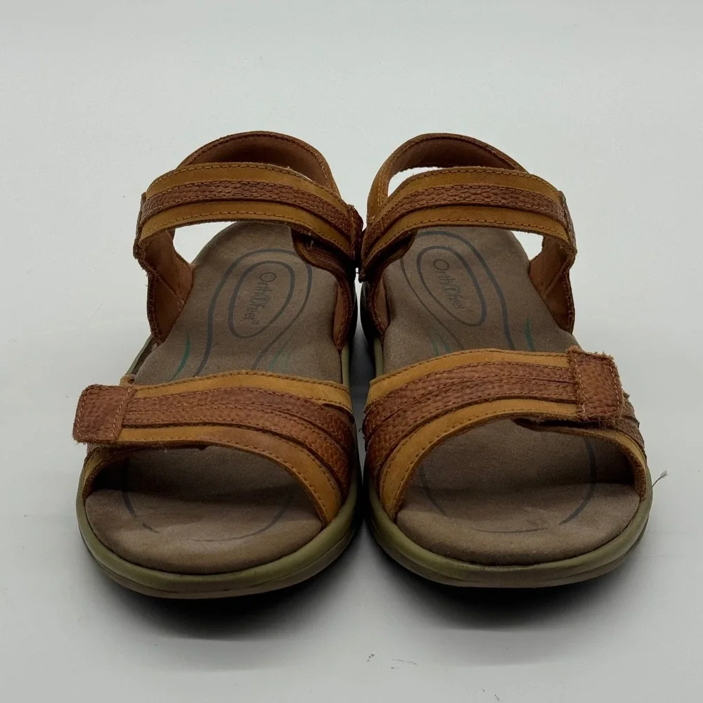 Orthofeet 916 Malibu Tan Leather Orthopedic Comfort Sandals Womens 8 D Wide